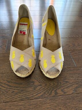 Lauren Ralph Lauren Beige Espadrille Wedges with Yellow Pineapples - Women